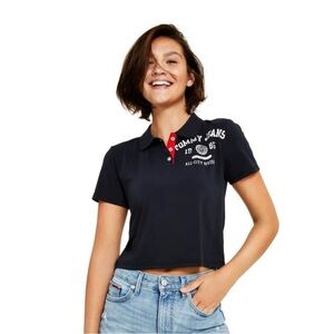 Tommy Jeans‎ Women's Cropped Polo Top (Sky Captain, Large)